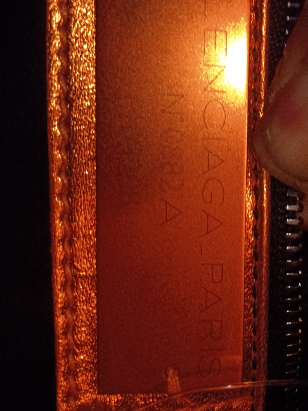 Balenciaga Orange Metallic Leather Tag
